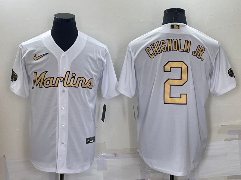 Men Miami Marlins #2 Chisholm jr White 2022 All Star Game Nike MLB Jerseys